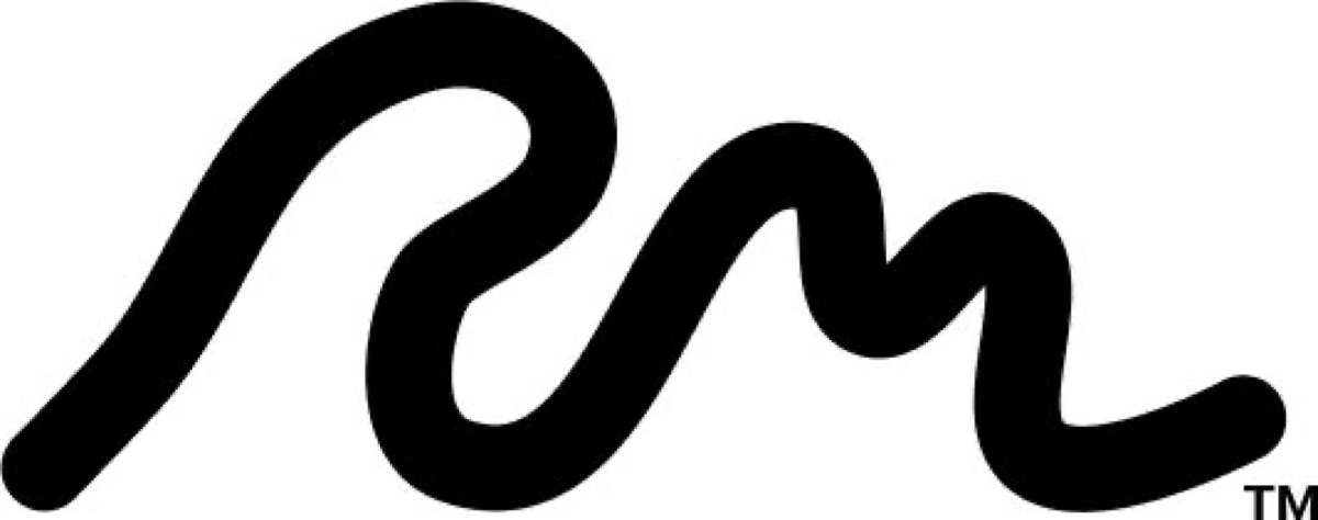 The Resilient Moment 'RM' wordmark, a black brush-script monogram