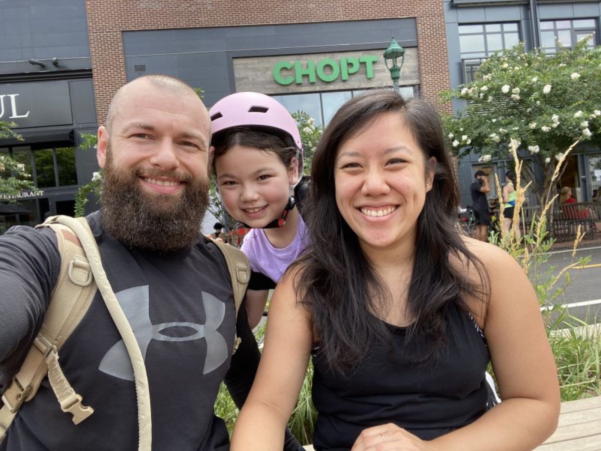 Vadim Snitkovsky with his family on a bike outing