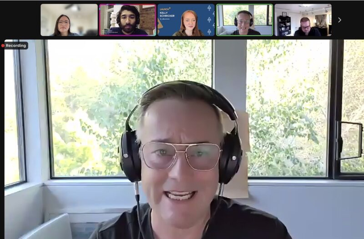 Vadim Snitkovsky wearing headphones during a Founder University video session
